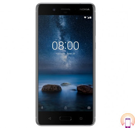 Nokia 8 Dual SIM 64GB with Clear Protective Case Srebrna
