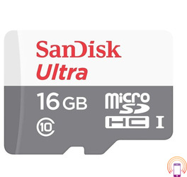 SanDisk Ultra Micro SDHC 16G SDSQUNS-016G-GN3MN (80mb-s) (class 10) White Siva